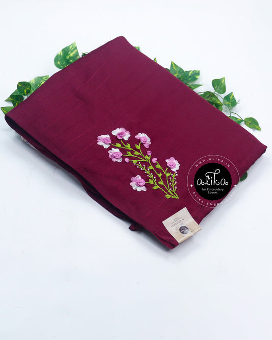 Graceful mulberry Soft Silk Saree with Double-Shaded Thread Work