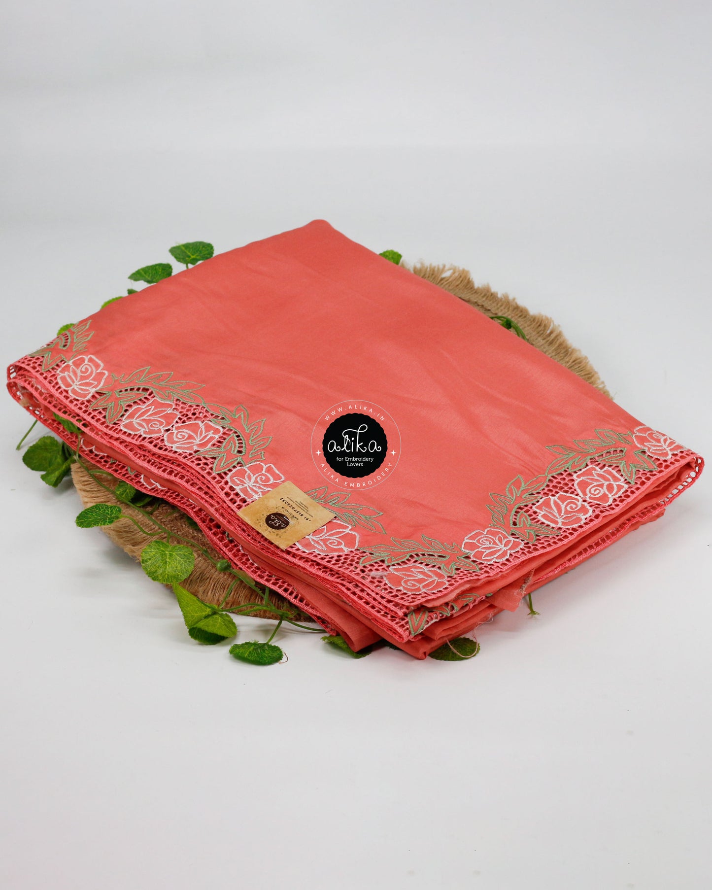 Peach Semi-Silk Saree with Full Border Cut Work – Alika Fashion Store