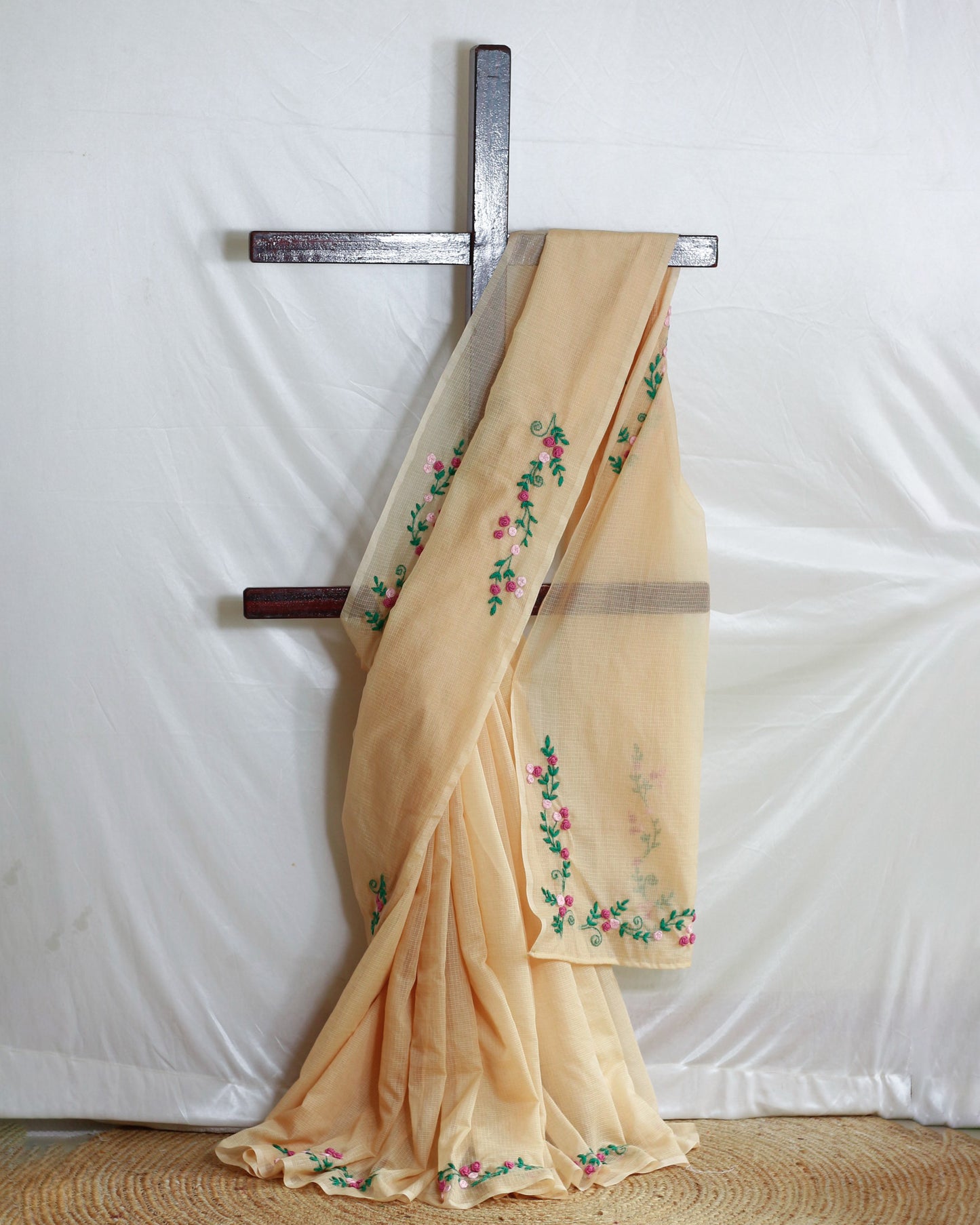 Parmesan Yellow Silky Kota Saree with Multi-Colour Hand Embroidery – Radiant Elegance by Alika Fashion Store