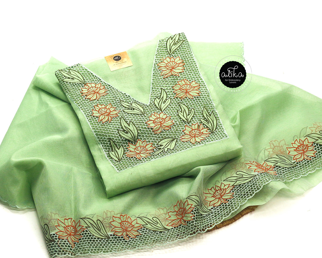 Pistachio Green Kota Cutwork Top & Dupatta – Alika Fashion Store