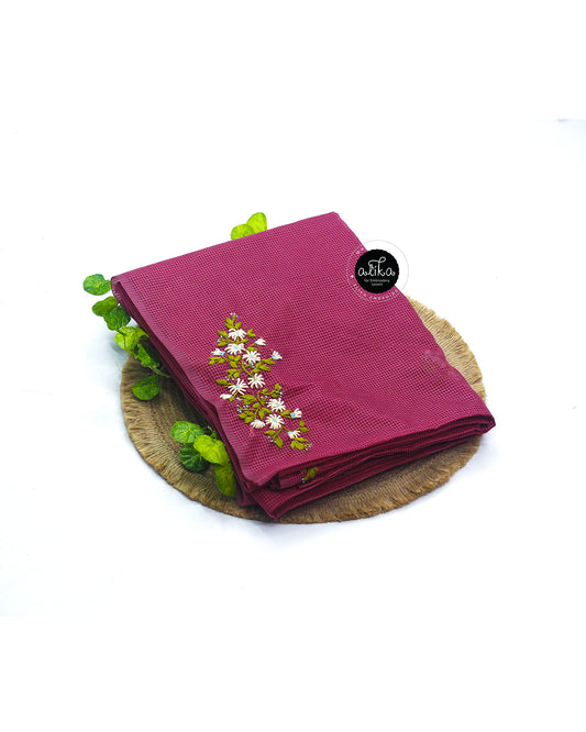 Dusky Rose Bhagalpuri Silk Saree with Elegant Hand Embroidery | Alika Fashion Store