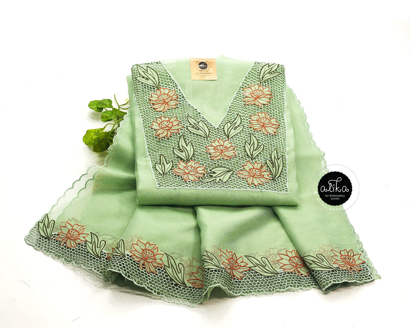 Pistachio Green Kota Cutwork Top & Dupatta – Alika Fashion Store