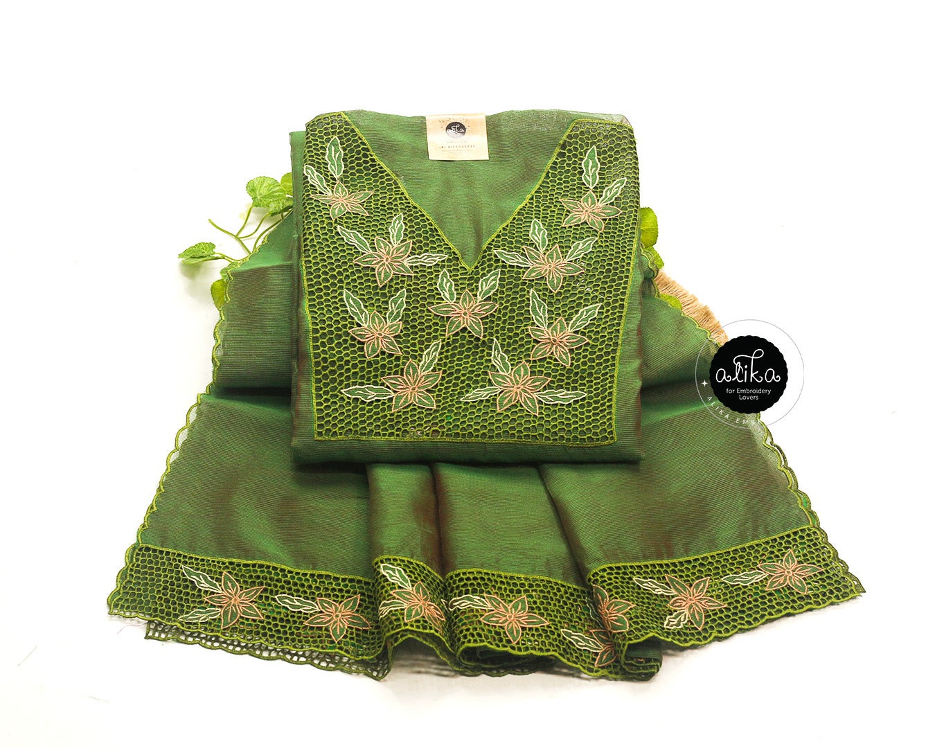 Army Green Cutwork Kota Top & Dupatta – Alika Fashion Store