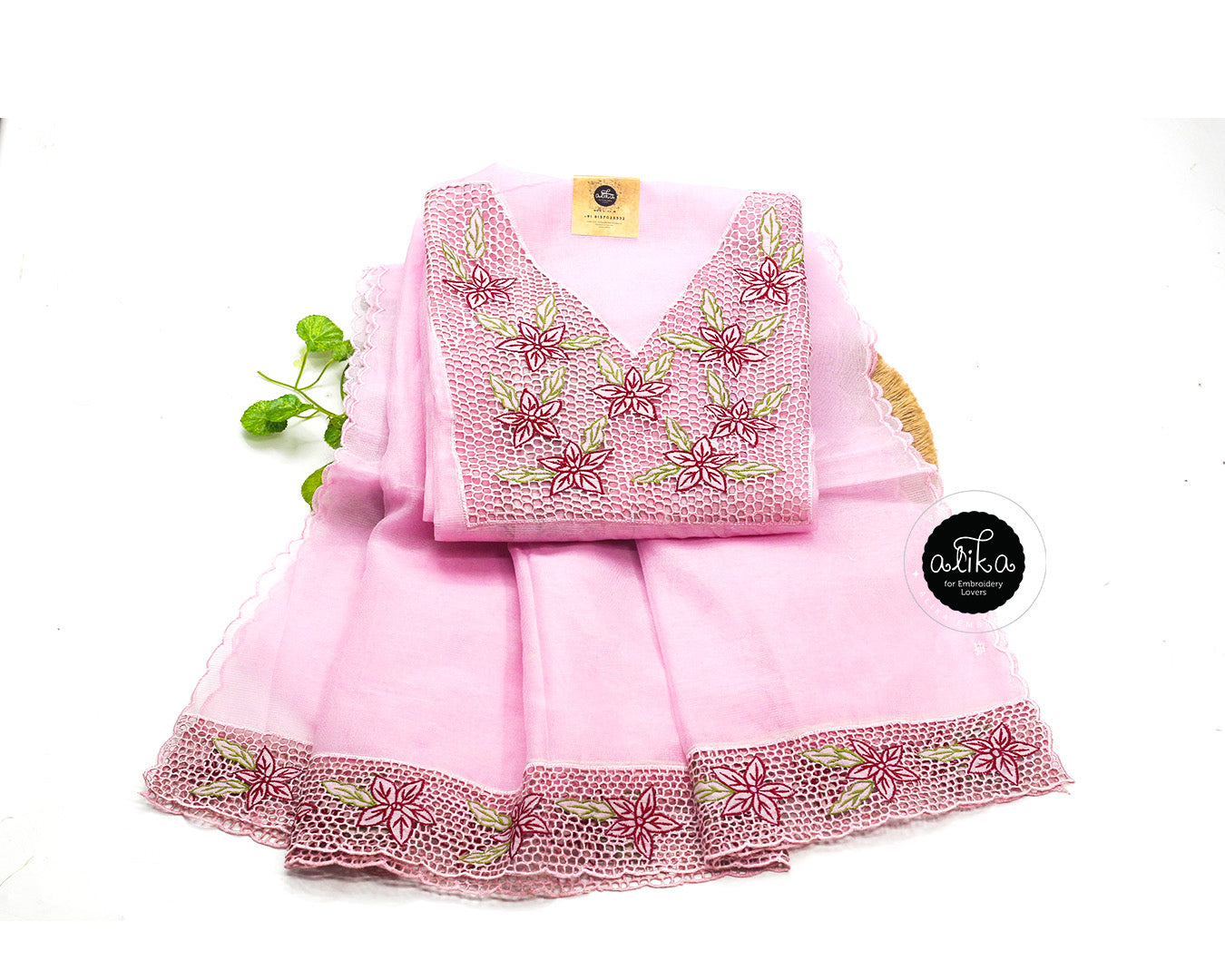 Pink Lace Kota Top & Dupatta with Cutwork – Alika Fashion Store