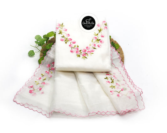 White Kota Top & Dupatta with Hand Embroidery – Alika Fashion Store