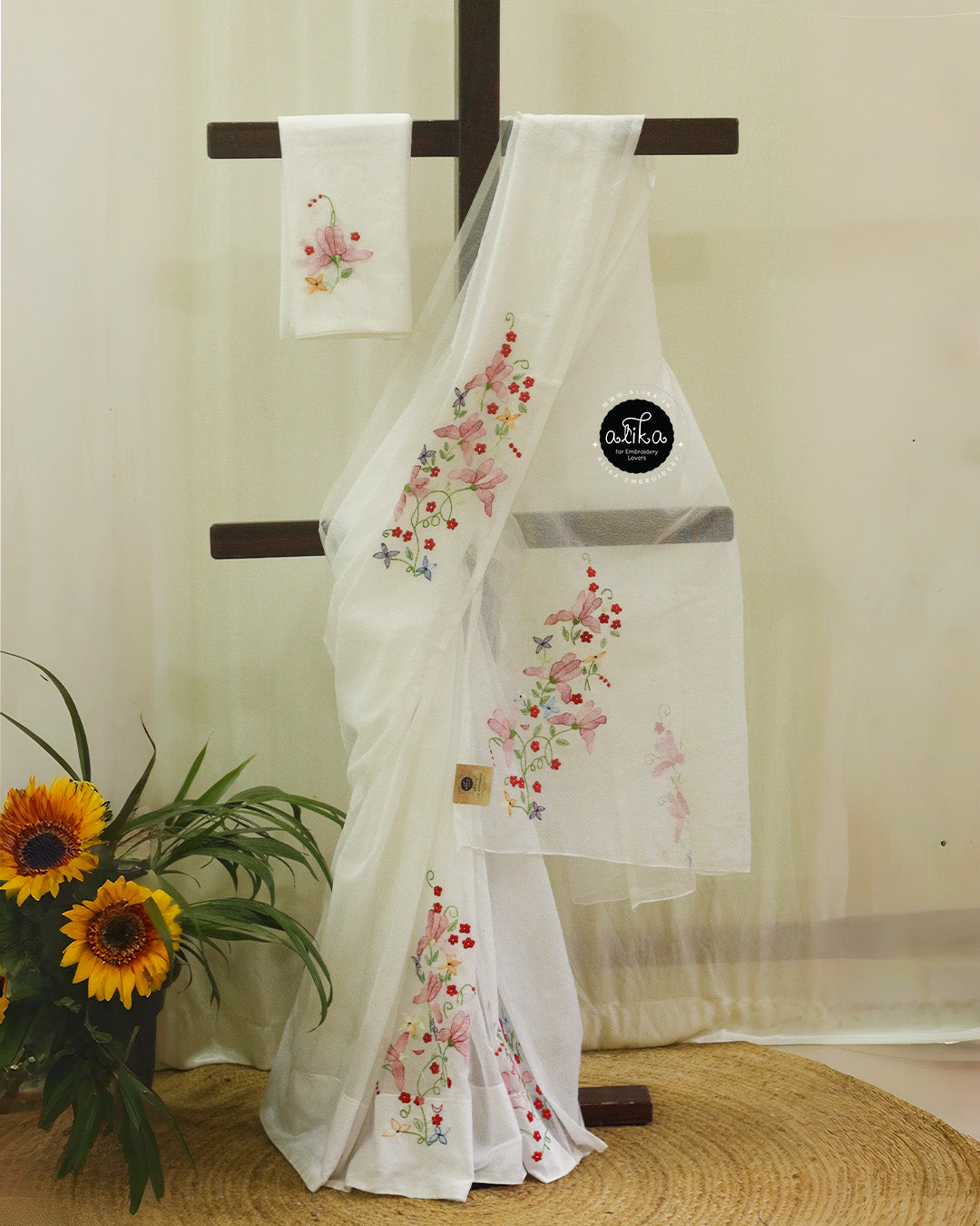 White Kota Saree with Shadow Work – Alika Fashion Store