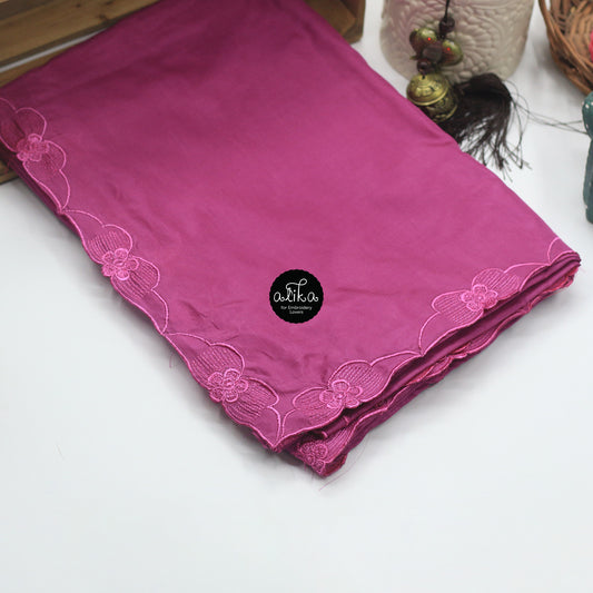 PINK SEMI-SILK SAREE WITH MACHINE EMBROIDERY